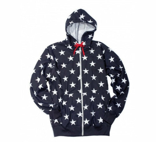 American Flag Stars Printed Men's US Flag  Zip Up Hoody - 155026