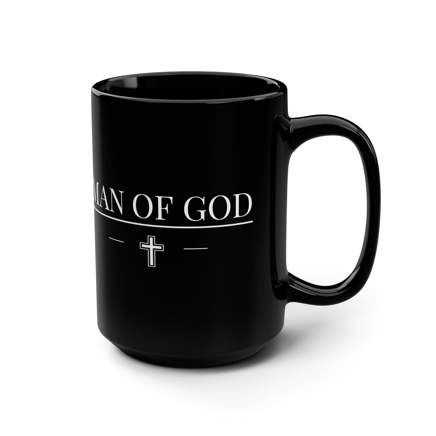 Black Ceramic Mug - 15oz Man Of God Print