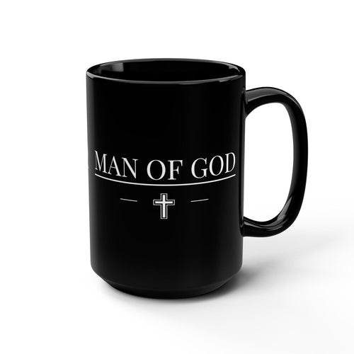 Black Ceramic Mug - 15oz Man Of God Print