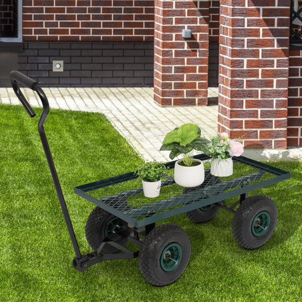 Garden Iron Wood Four Wheel Square Garden Wagon