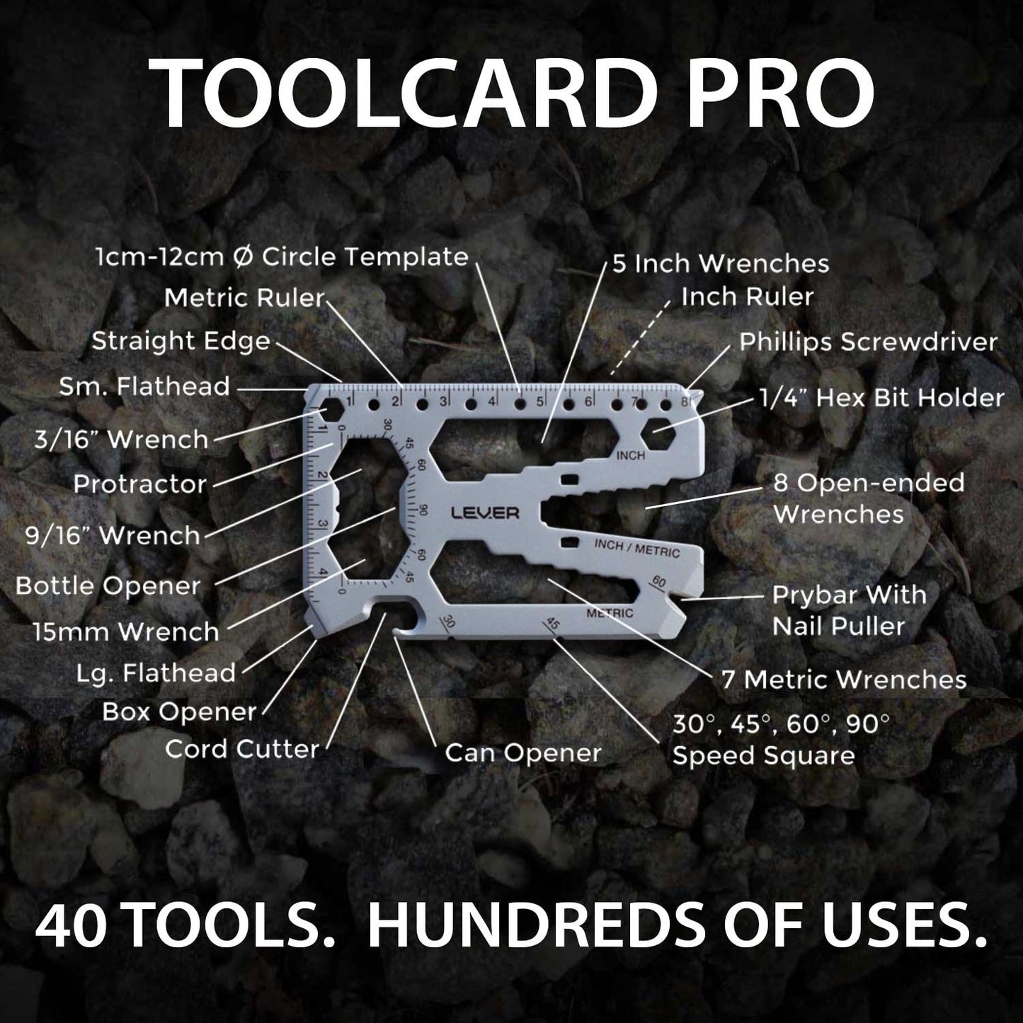 Toolcard Pro - 40 in 1 Credit Card Sized Multitool and Money Clip