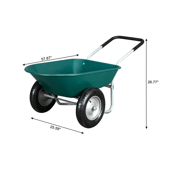 Garden Iron Wood Double Wheel Garden Cart