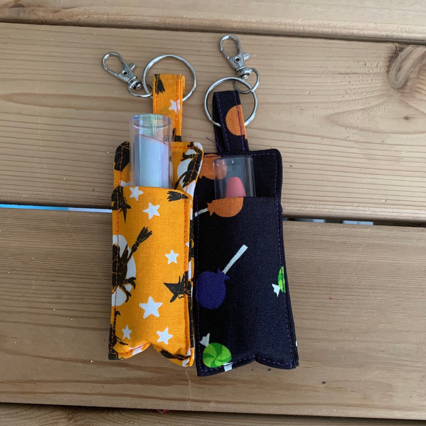 Halloween/ Fall Chapstick holder/ Keyring