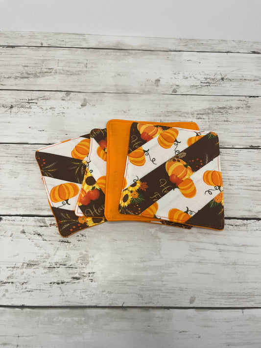 Fall/ Pumpkin Fabric Coasters/ eco friendly coasters/ gifts/ housewarming