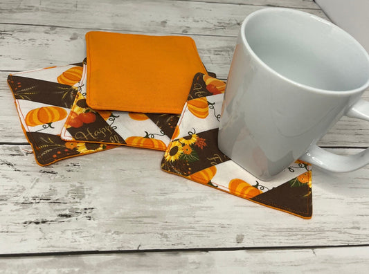 Fall/ Pumpkin Fabric Coasters/ eco friendly coasters/ gifts/ housewarming