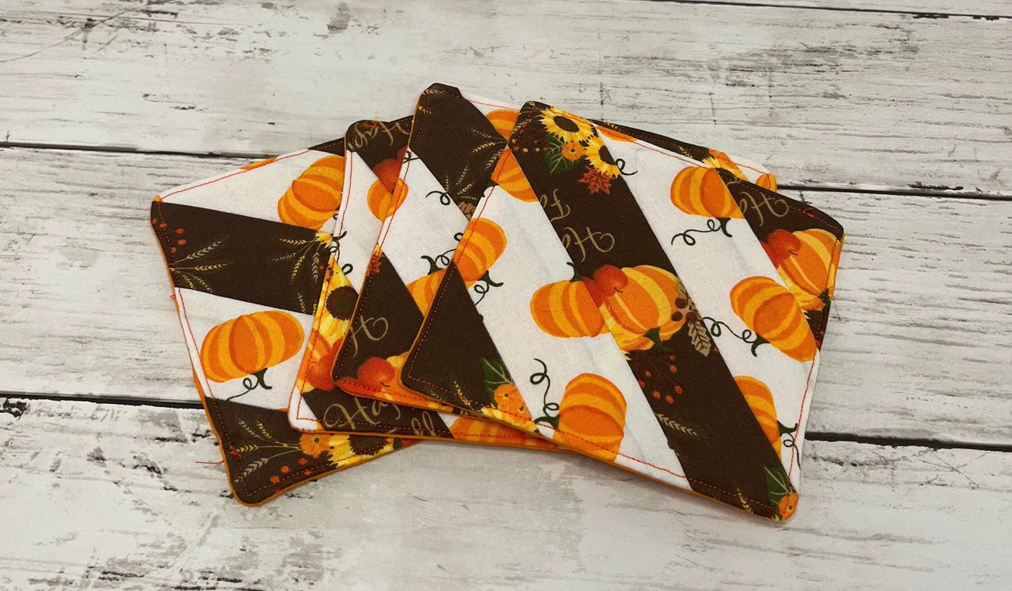 Fall/ Pumpkin Fabric Coasters/ eco friendly coasters/ gifts/ housewarming