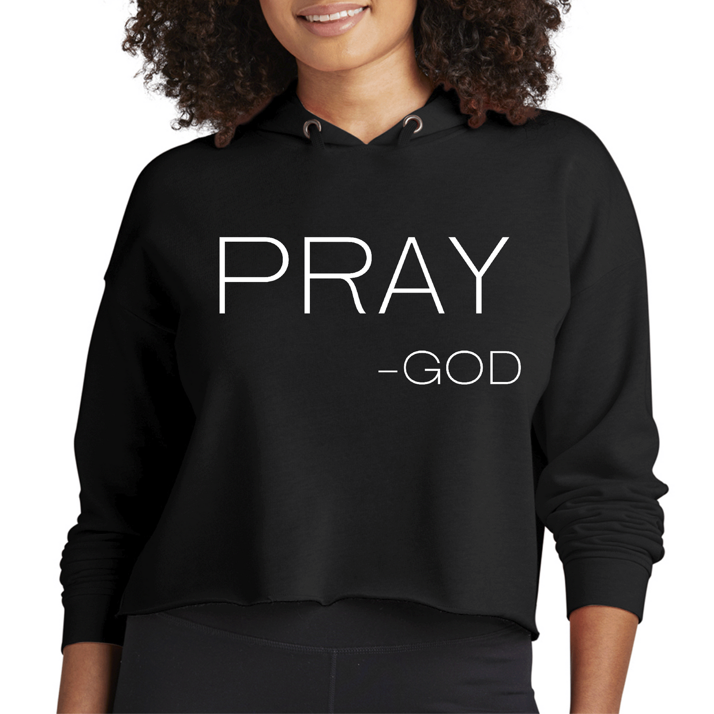 Womens Cropped Hoodie Say It Soul, ’pray-god’ Statement T-shirt,